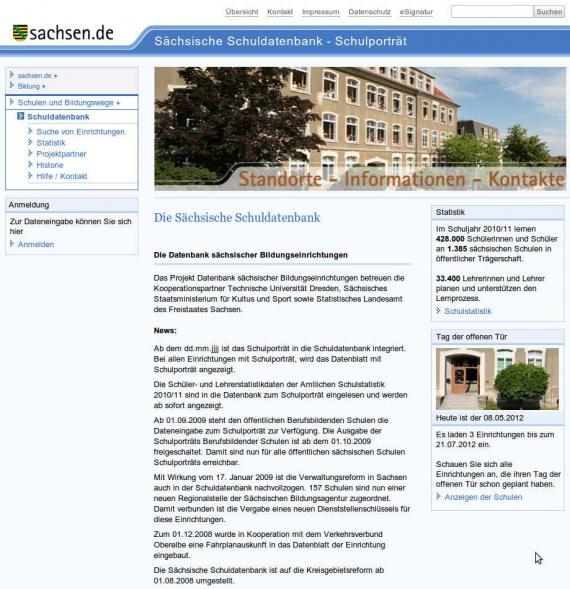 Screenshot der Startseite mit überarbeiter Oberfläche